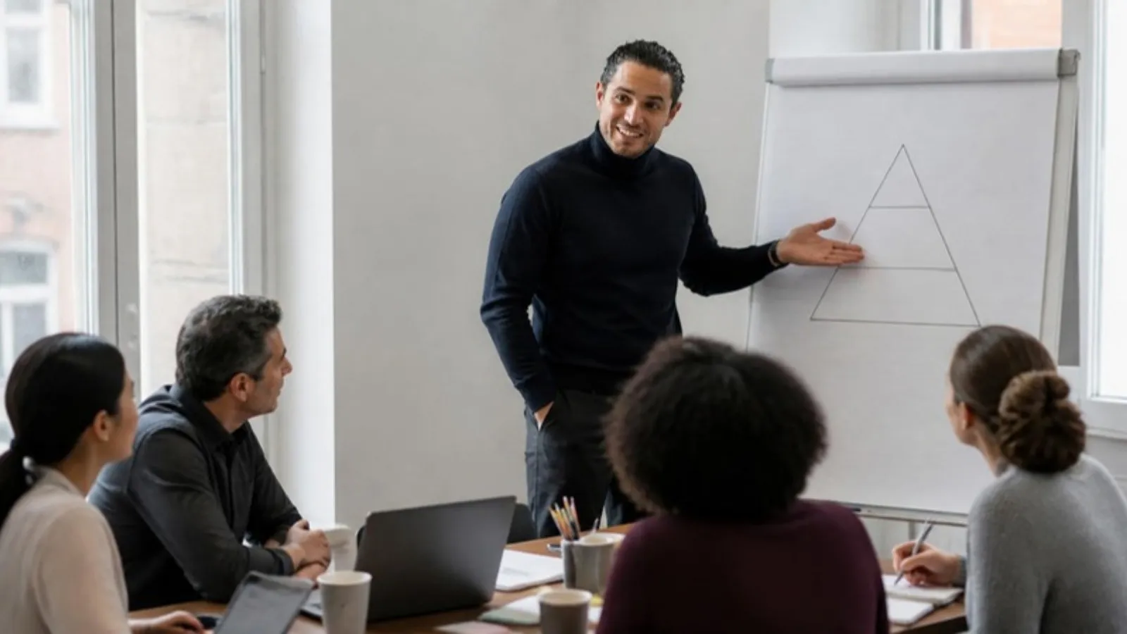 Randall leading a workshop at a flipchart